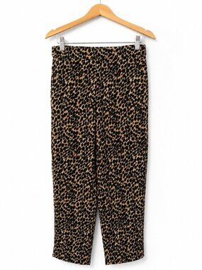 J. Crew Factory Leopard Print‎ Pull On Pants Size 4 Animal Print Tapered Leg